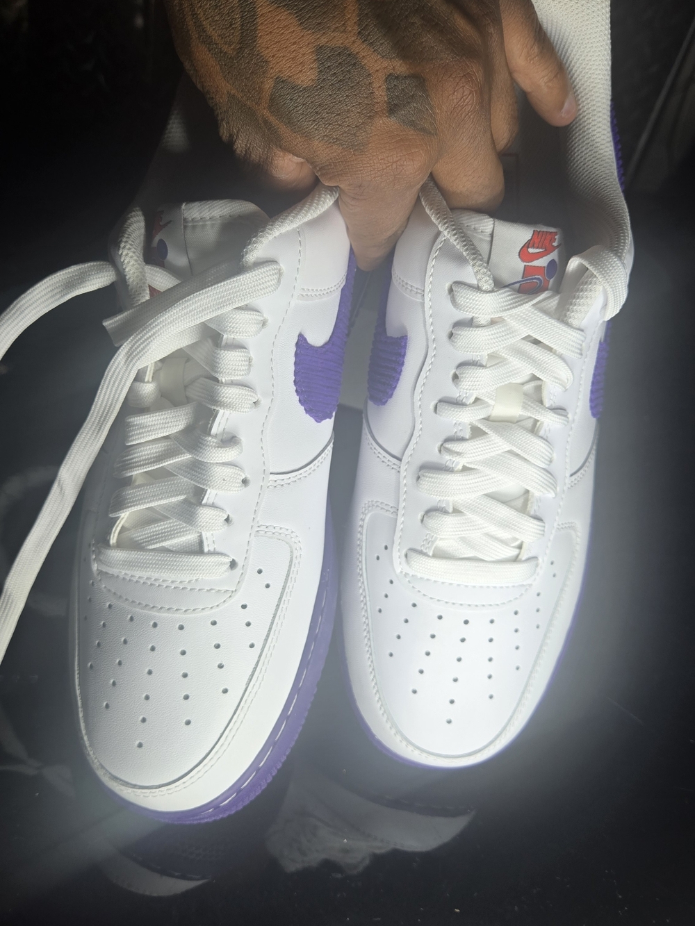 Nike Air Force 1 '07 LV8 EMB White Court Purple DB0264-100 Low Top size 9.5 - Picture 9 of 10
